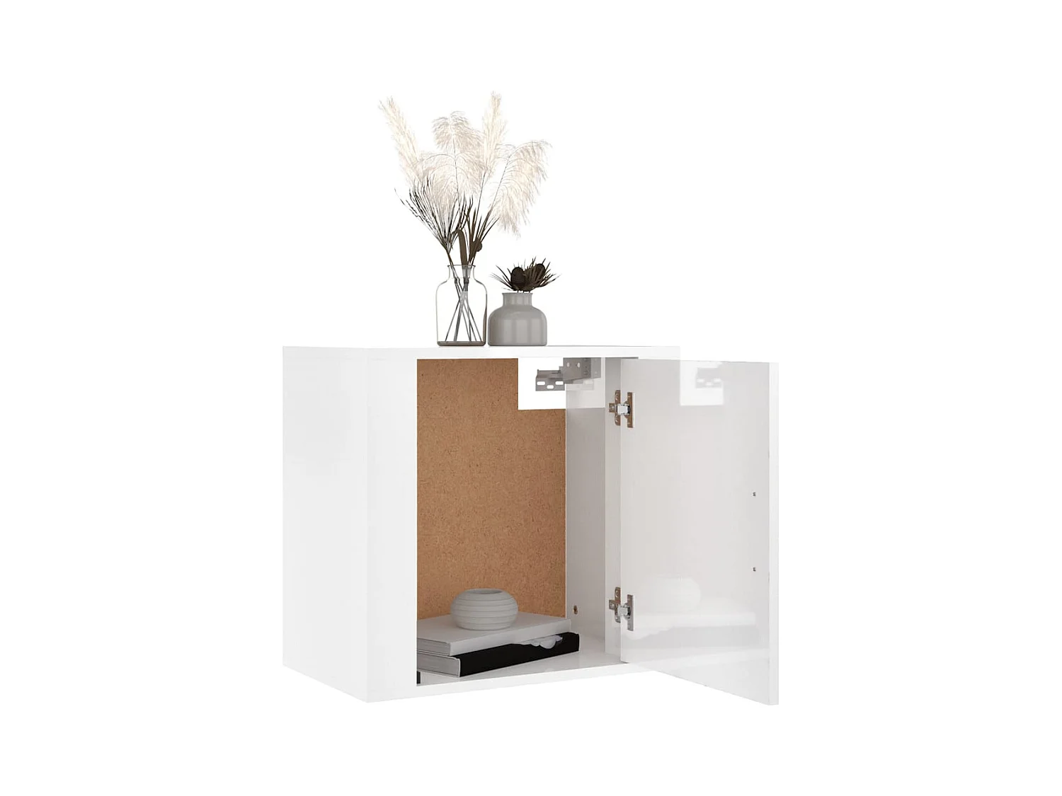 Tables de chevet murales 2 pcs Blanc brillant 50x30x47 cm