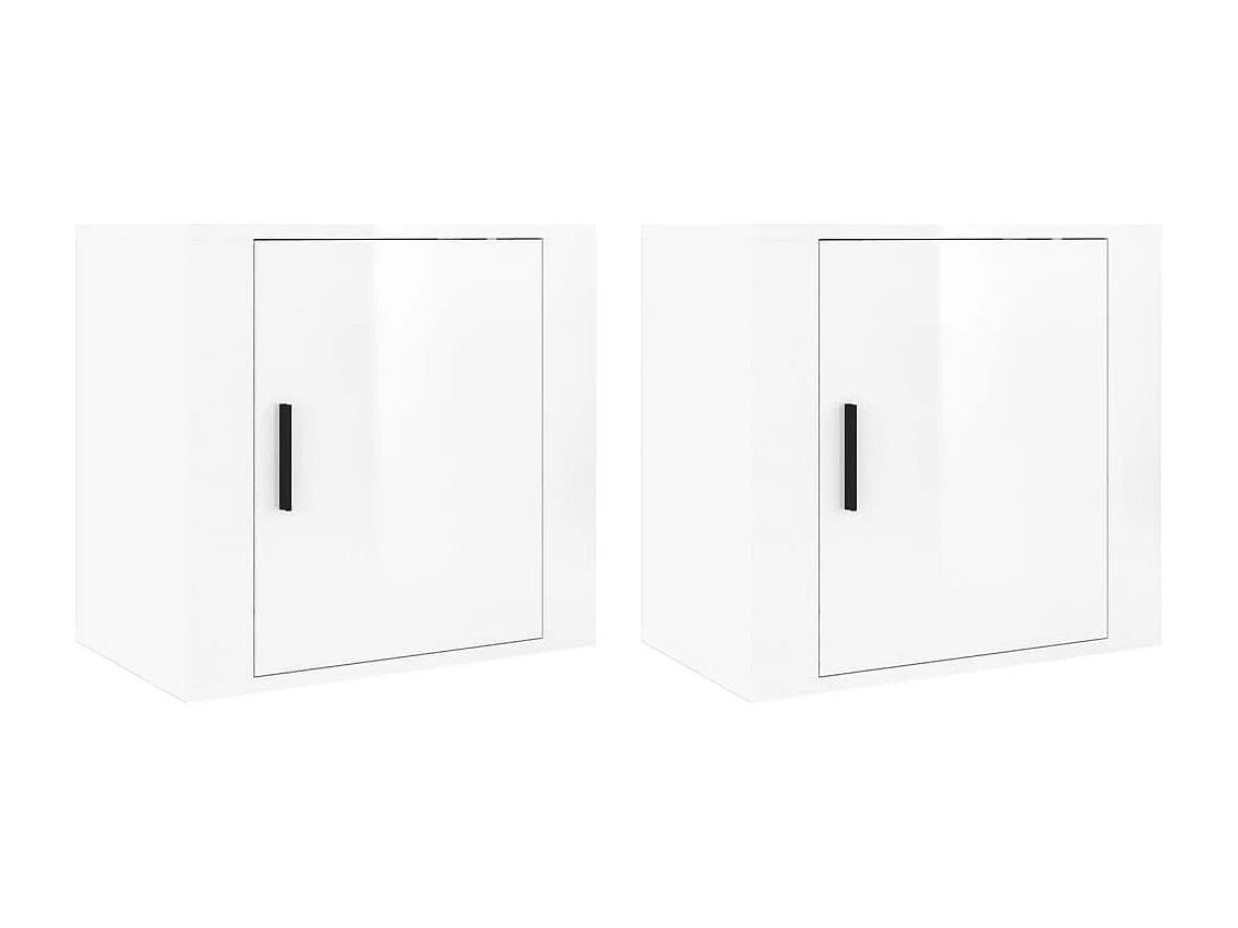 Tables de chevet murales 2 pcs Blanc brillant 50x30x47 cm