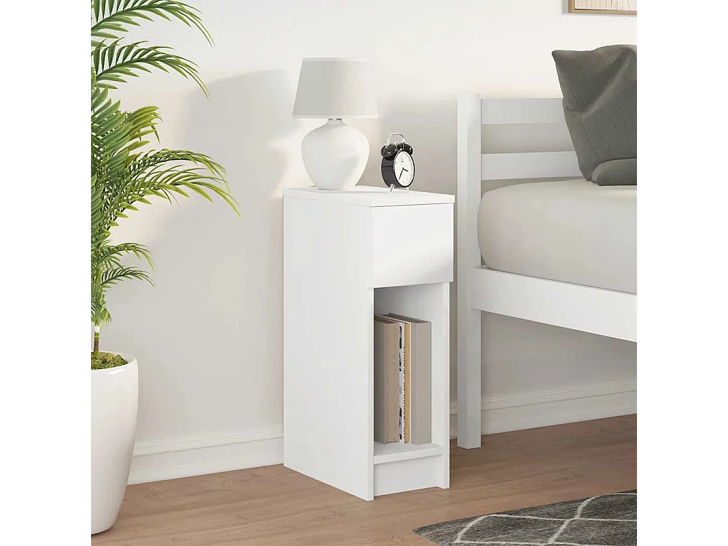 Table de chevet avec tiroir blanc 20x36x60 cm