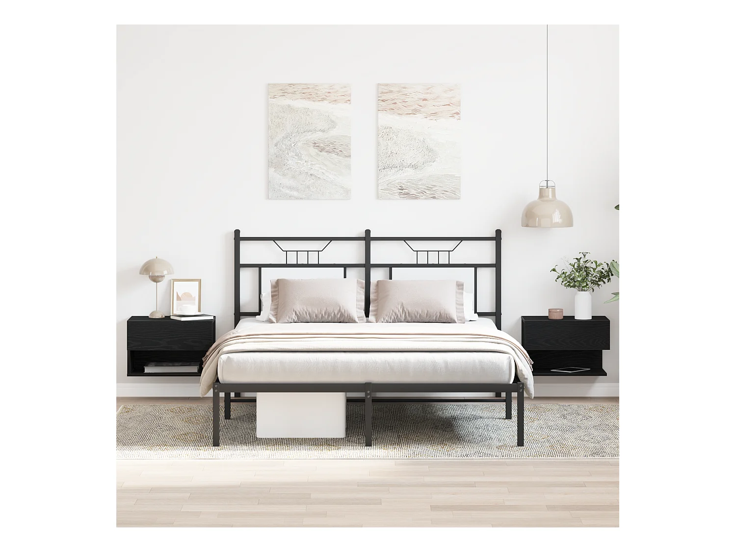 Wandgemonteerde nachtkastjes (set van 2) - Engineered Wood Black Oak