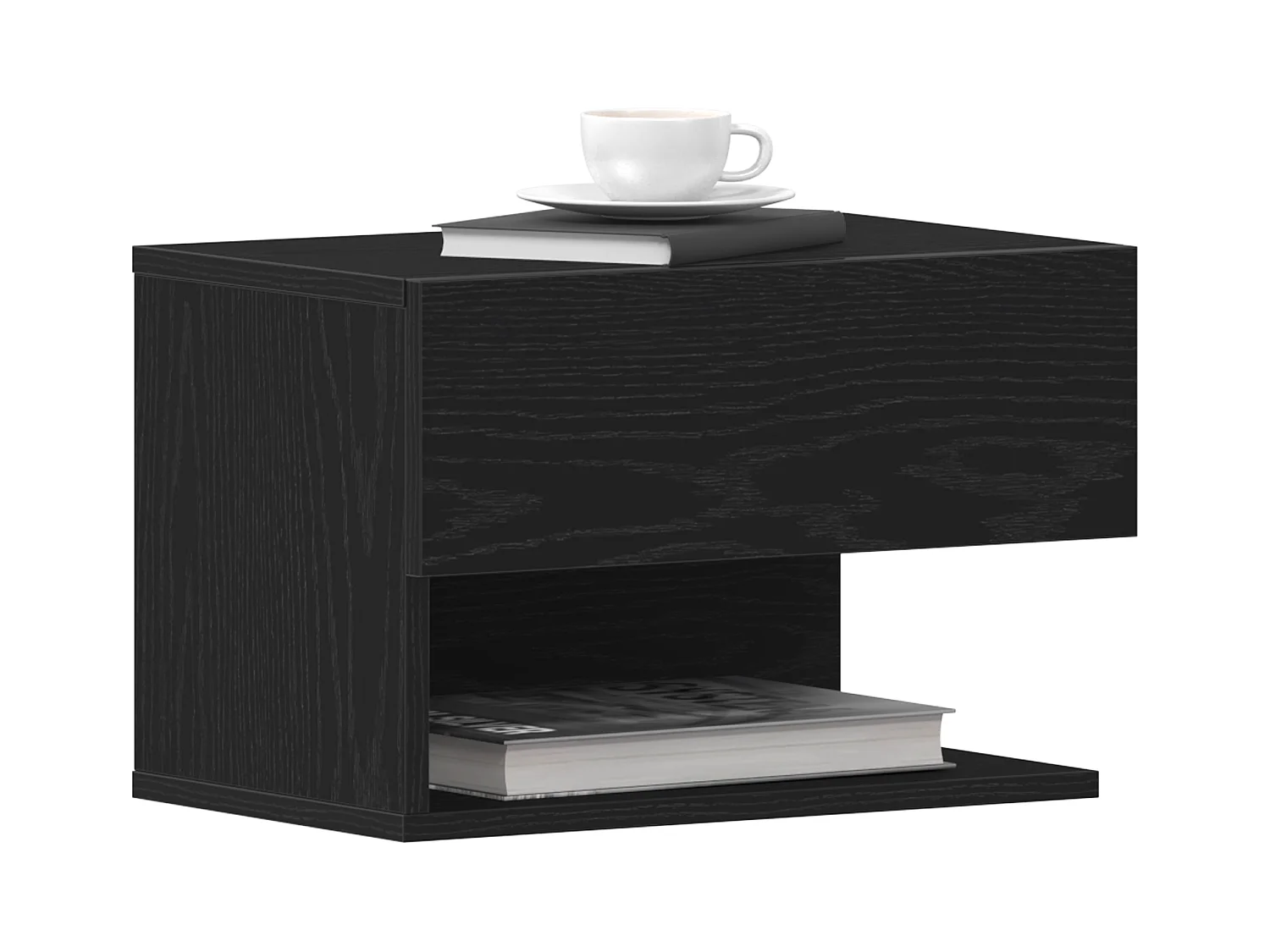 Wandgemonteerde nachtkastjes (set van 2) - Engineered Wood Black Oak