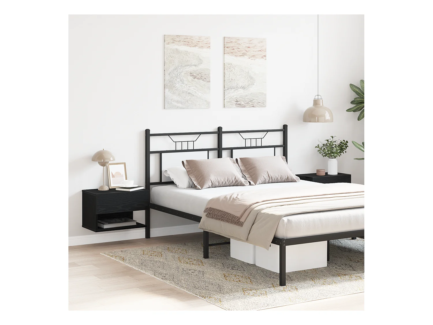 Wandgemonteerde nachtkastjes (set van 2) - Engineered Wood Black Oak