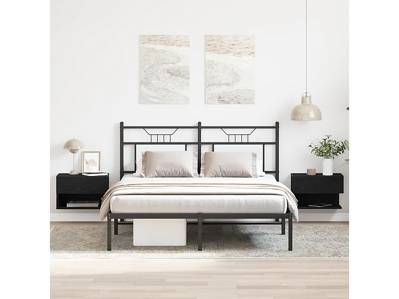 Nachttische zur Wandmontage (2er-Set) – Holzwerkstoff, Schwarzeiche