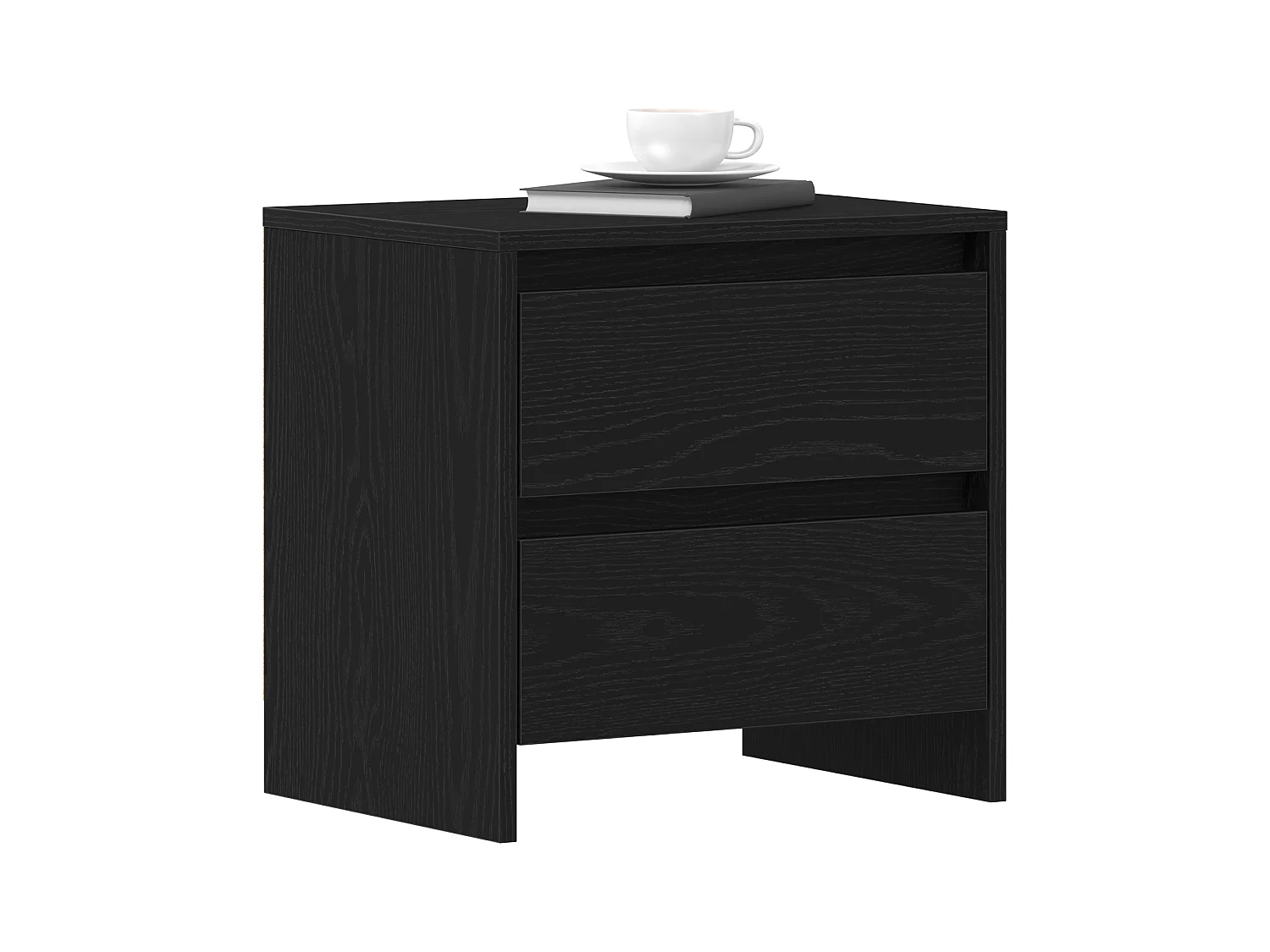Comodino in rovere nero 45x34x44,5 cm in legno ricostituito