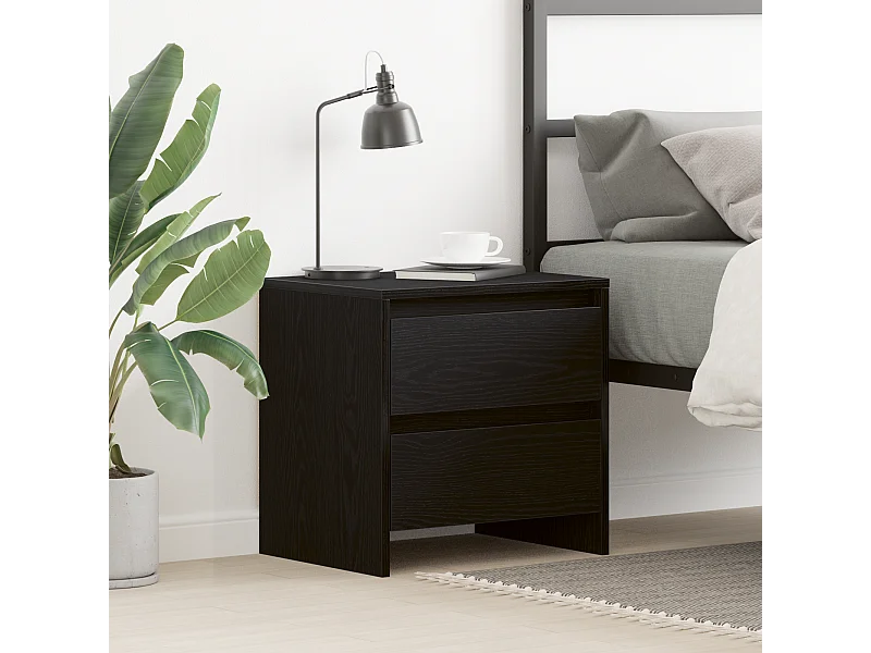 Table de chevet en chêne noir 45x34x44,5 cm en bois reconstitué