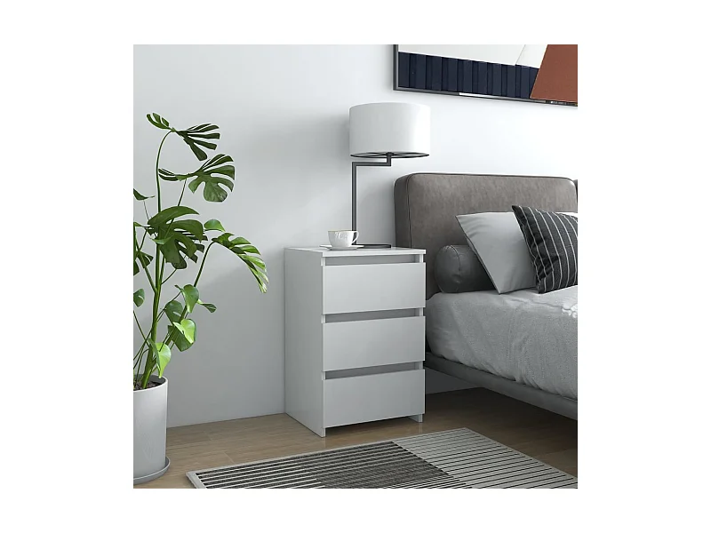 Comodino Bianco 40x35x62,5 cm Truciolato