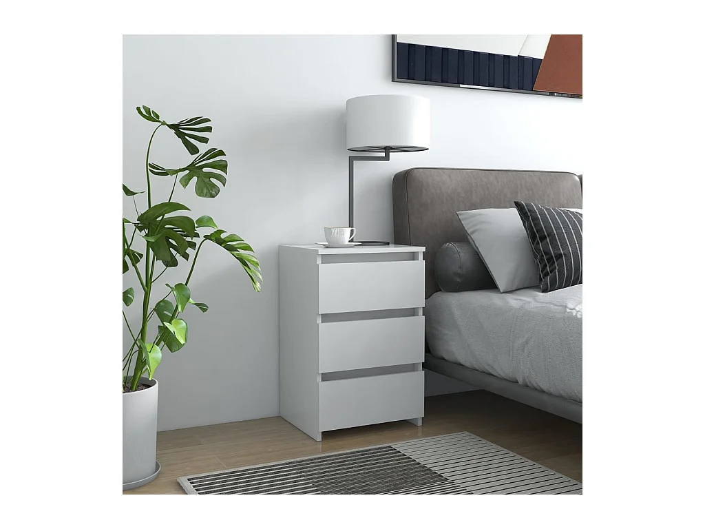 Comodino Bianco 40x35x62,5 cm Truciolato