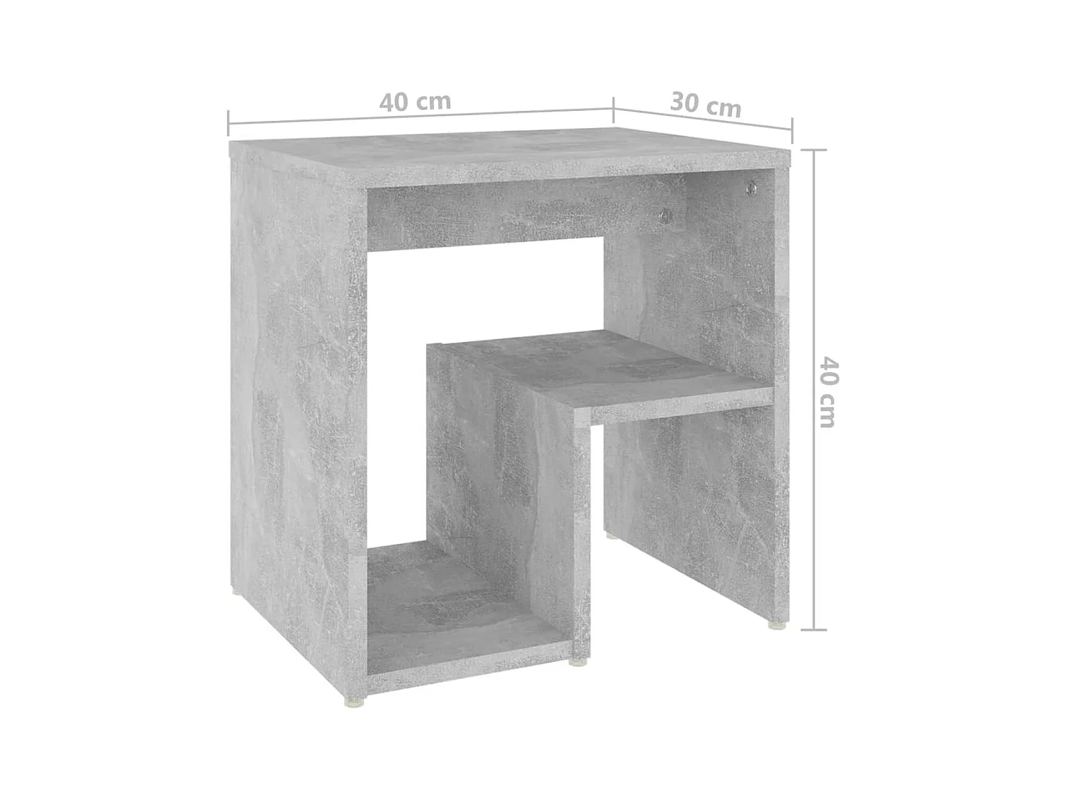 Betongrauer Nachttisch 40x30x40 cm Holzwerkstoff