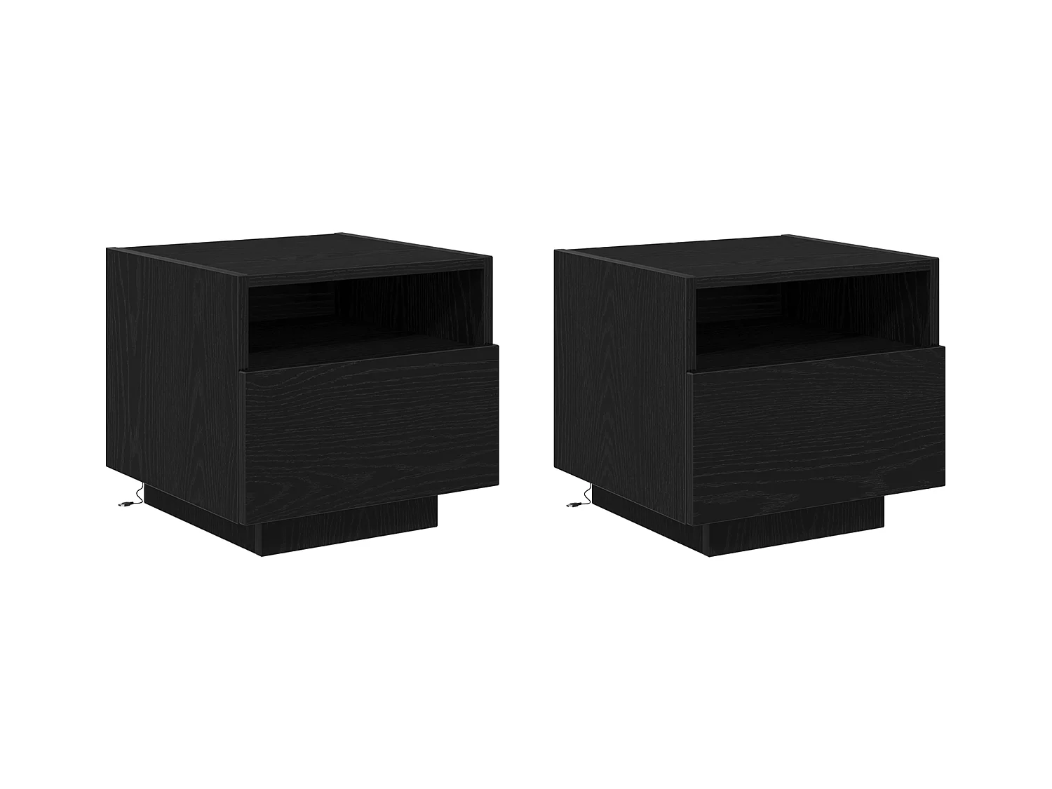 Nachtkastje met LED-verlichting 2 stuks Zwarte eik 40x39x37 cm