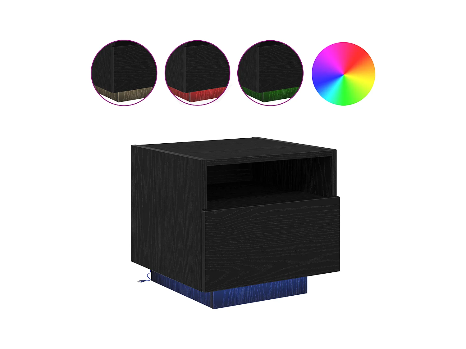 Nachtkastje met LED-verlichting 2 stuks Zwarte eik 40x39x37 cm