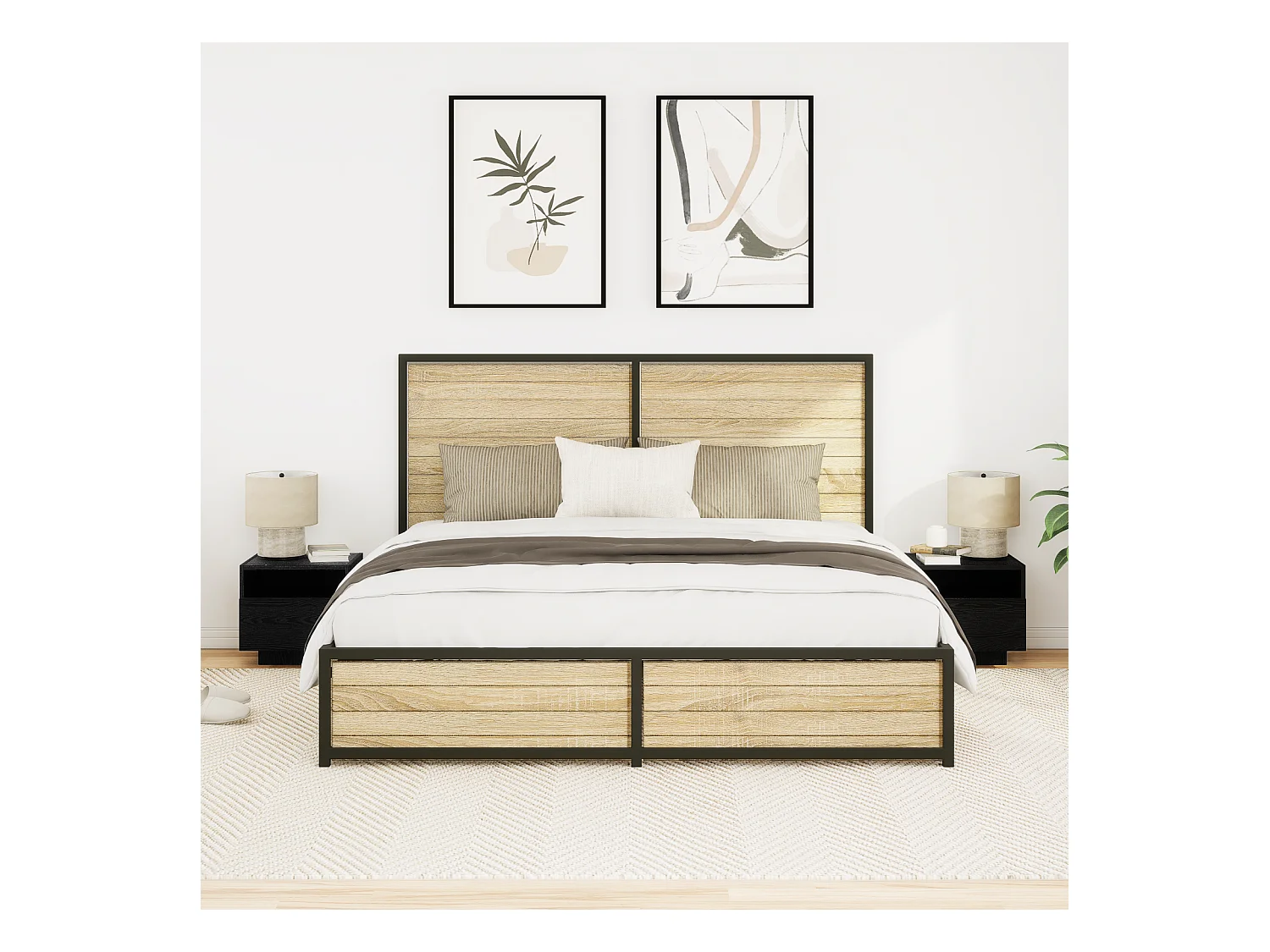 Nachtkastje met LED-verlichting 2 stuks Zwarte eik 40x39x37 cm