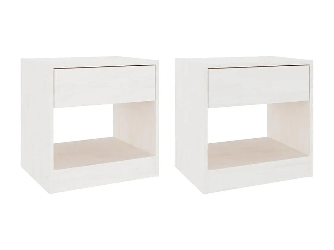 Comodini 2 pz Bianco 40x31x40 cm Legno massello di pino