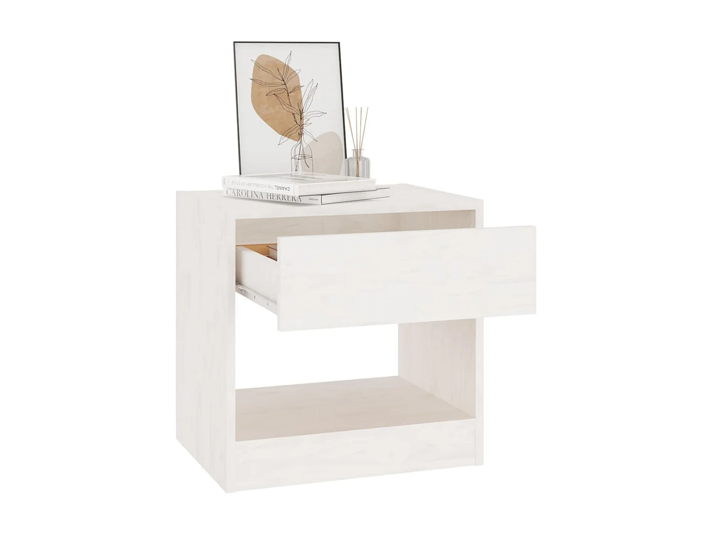 Comodini 2 pz Bianco 40x31x40 cm Legno massello di pino