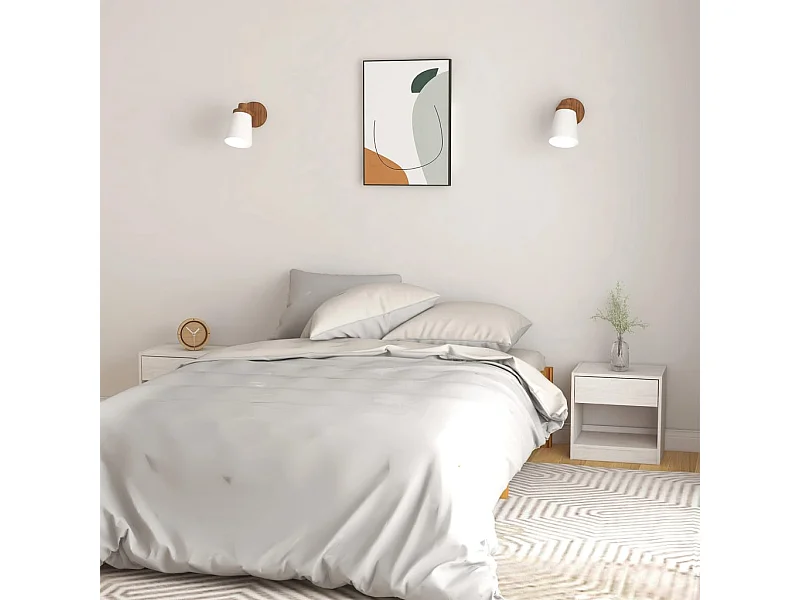 Mesitas de noche 2 uds Blanco 40x31x40 cm Madera maciza de pino