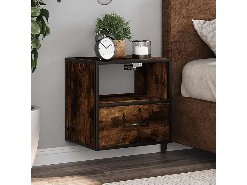 Comodini da parete 2 pz Rovere fumé 40x31x39,5 cm