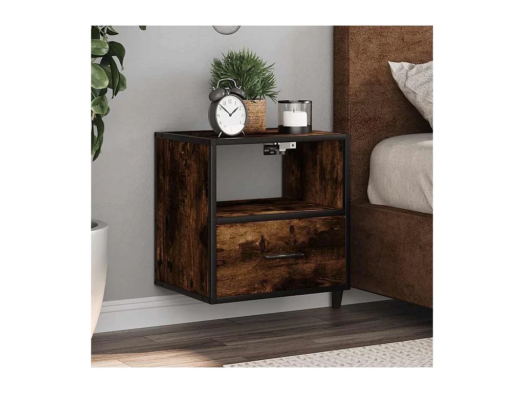Comodini da parete 2 pz Rovere fumé 40x31x39,5 cm