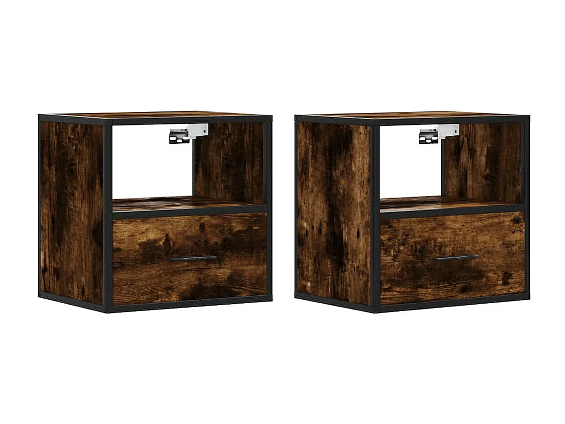 Tables de chevet murales 2 pcs Chêne fumé 40x31x39,5 cm