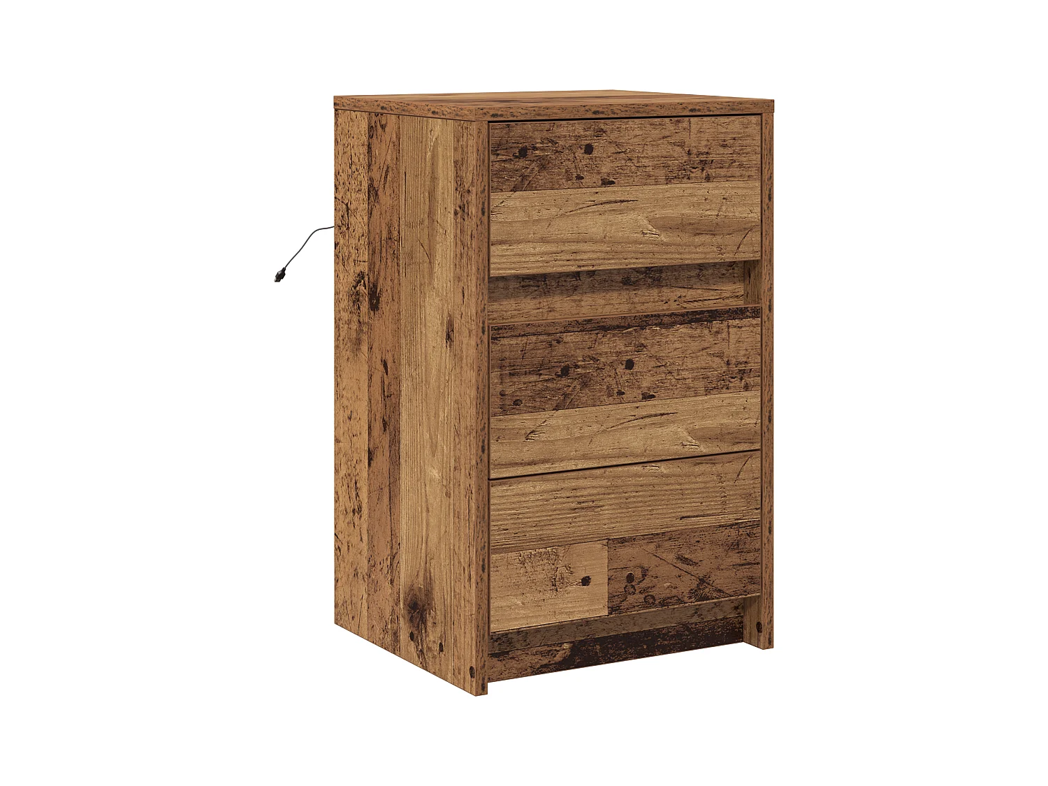 Table de chevet avec lumières LED en bois ancien