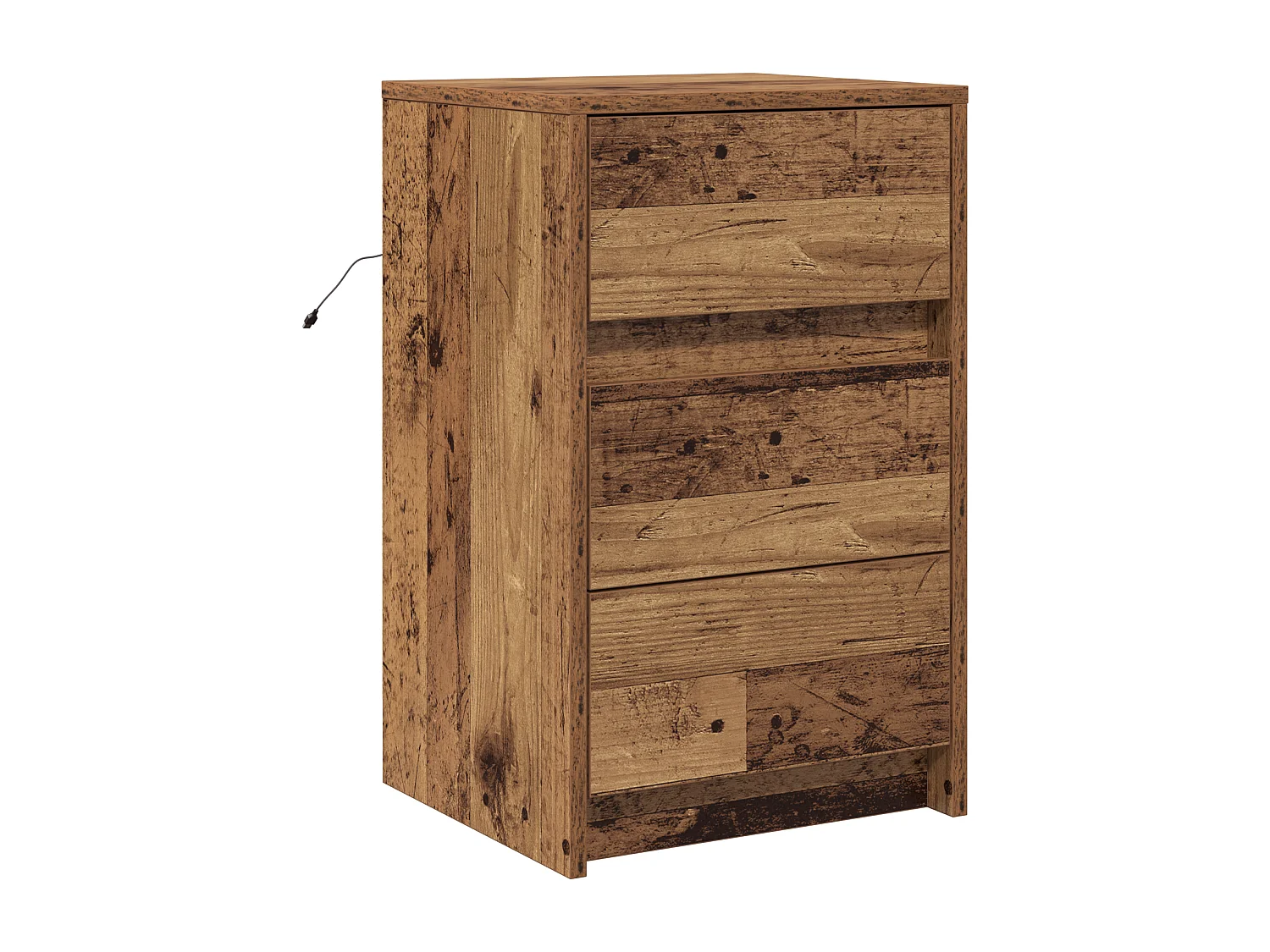 Comodino con luci a LED in legno anticato