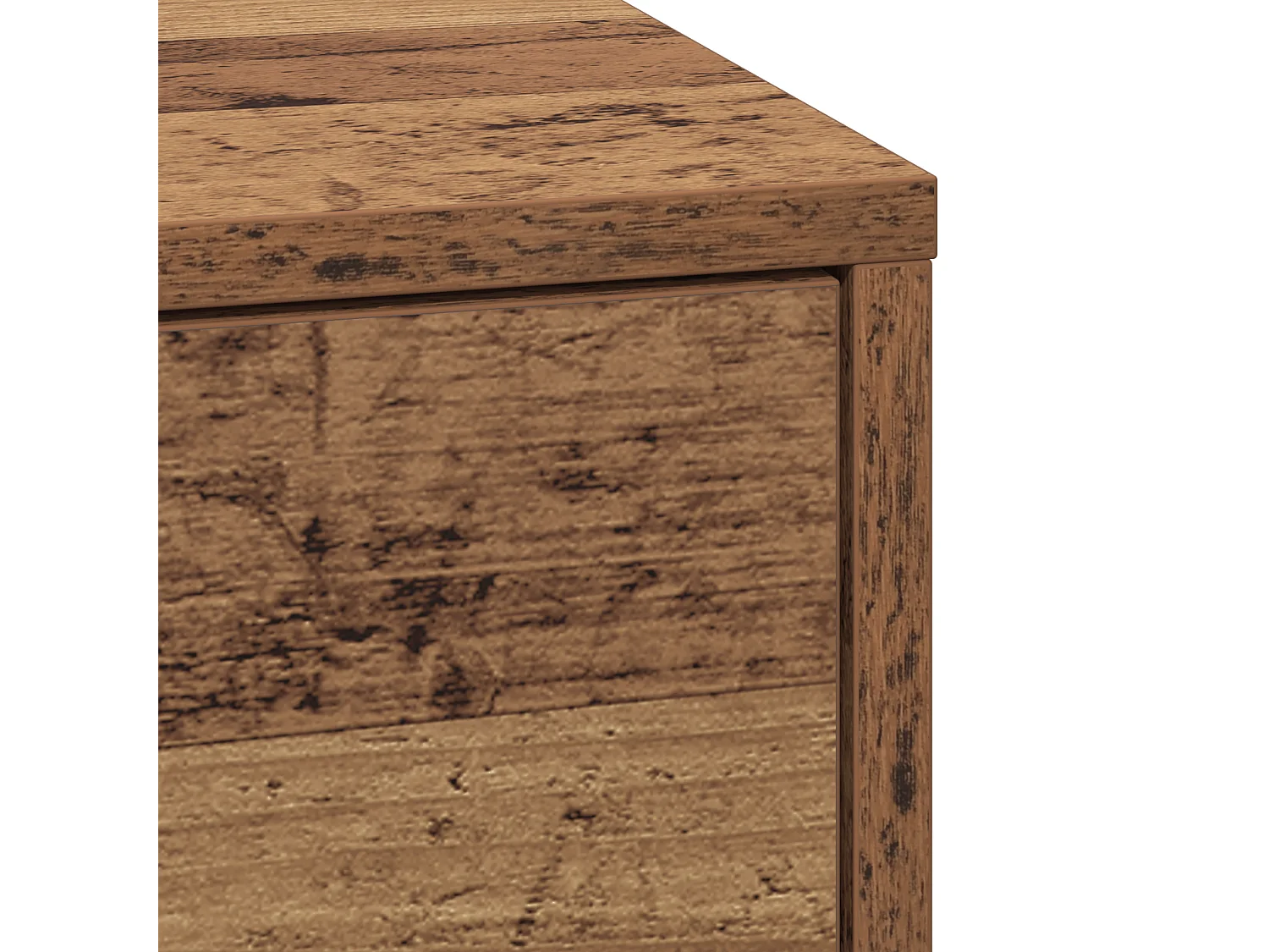 Comodino con luci a LED in legno anticato