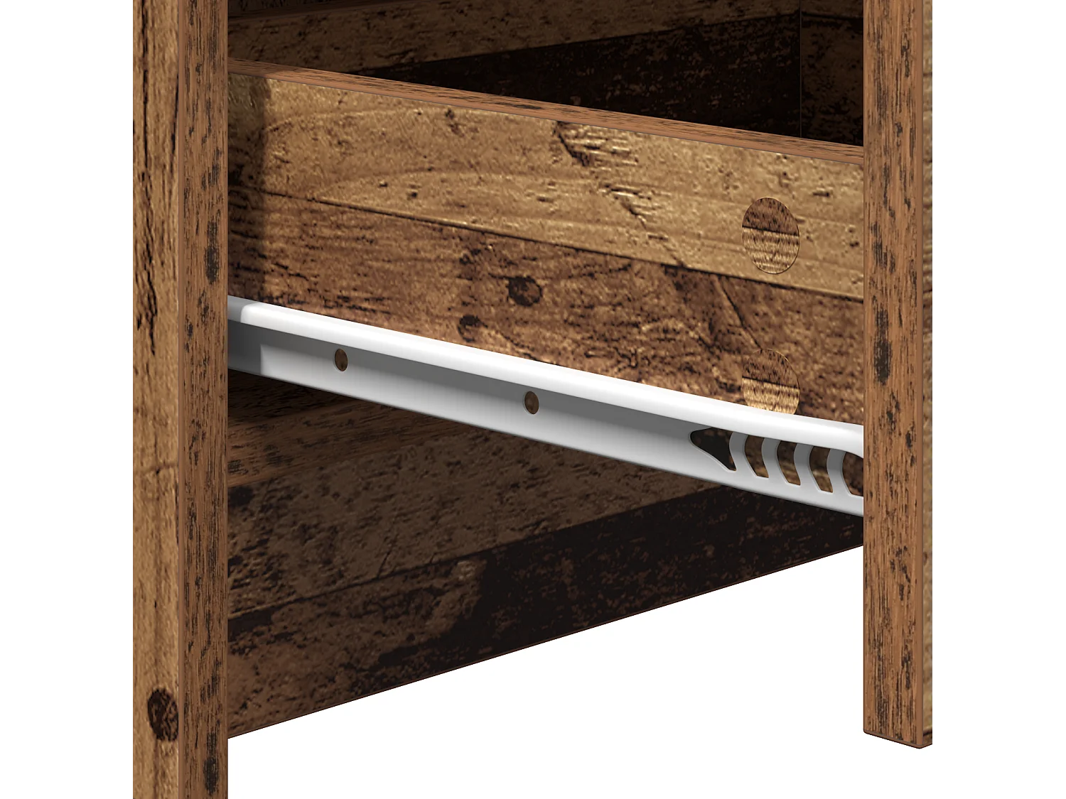 Comodino con luci a LED in legno anticato