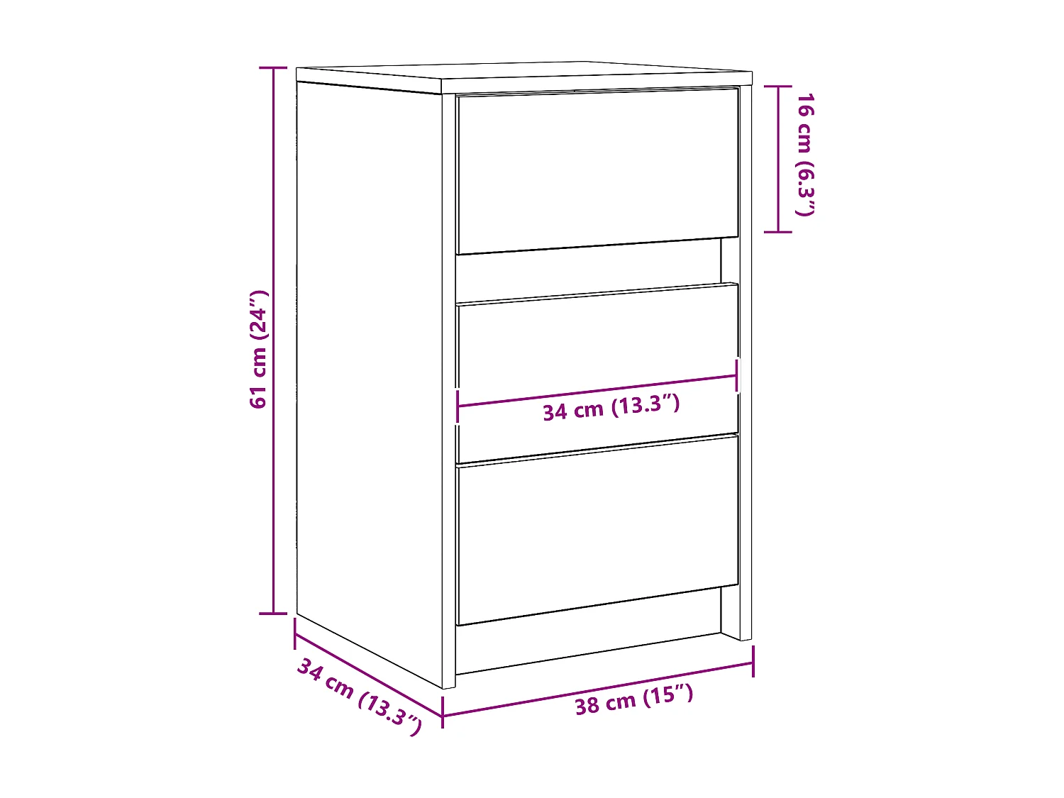 Comodino con luci a LED in legno anticato