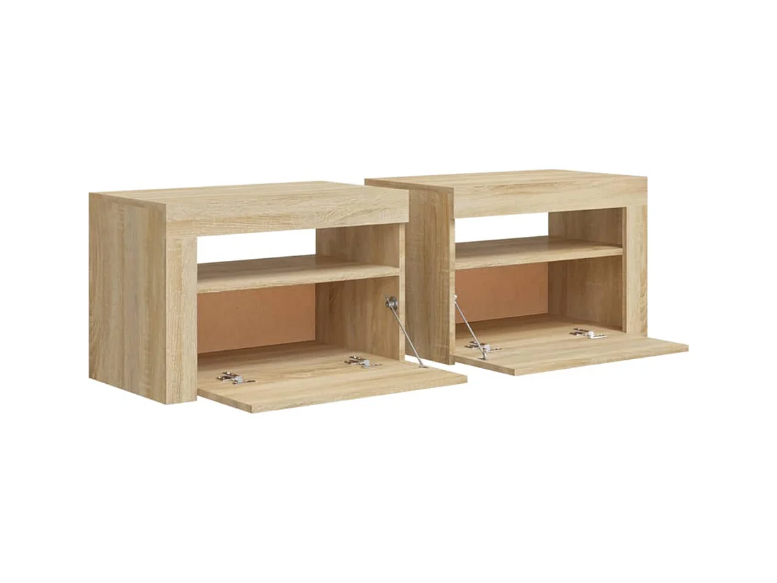 Tables de chevet 2 pcs avec LED Chêne Sonoma 60x35x40 cm
