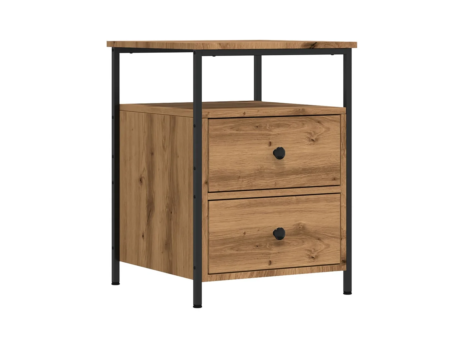 Table de chevet chêne artisanal 44x45x60 cm bois d'ingénierie