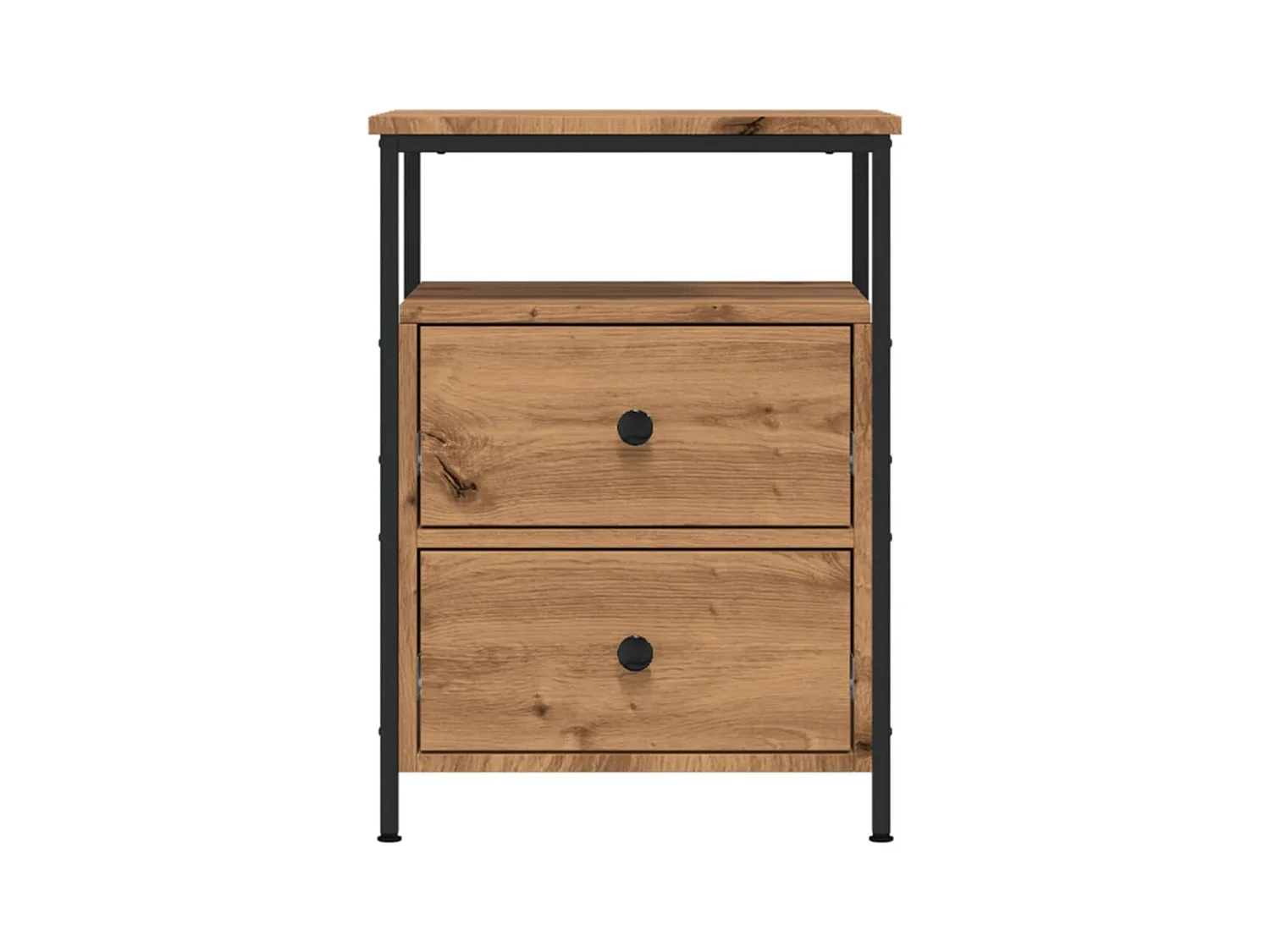 Table de chevet chêne artisanal 44x45x60 cm bois d'ingénierie