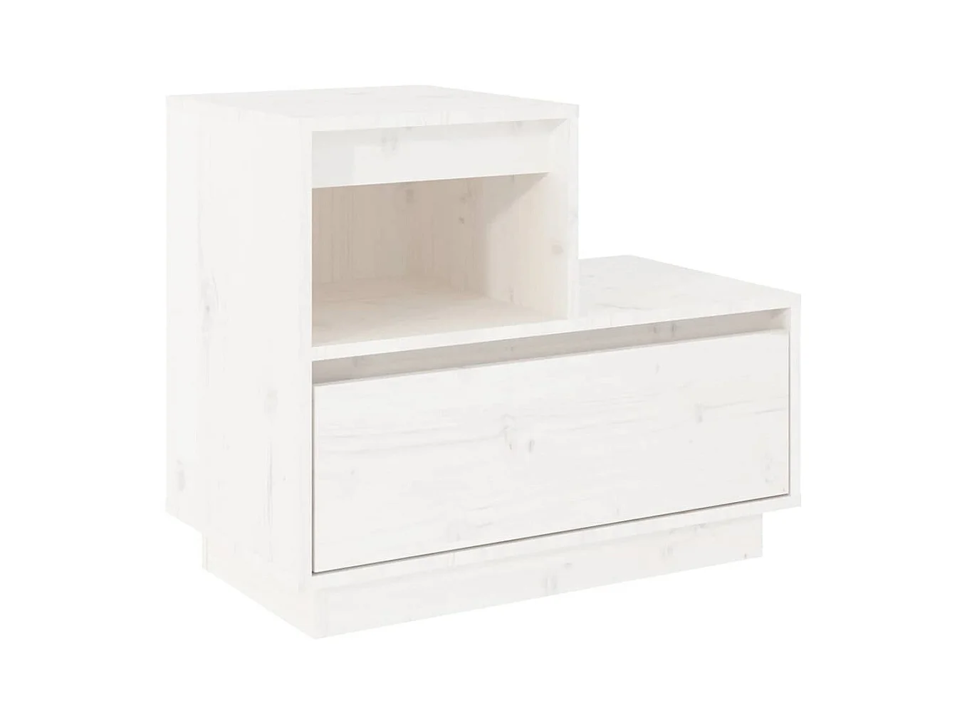 Comodino Bianco 60x34x51 cm Legno massello di pino