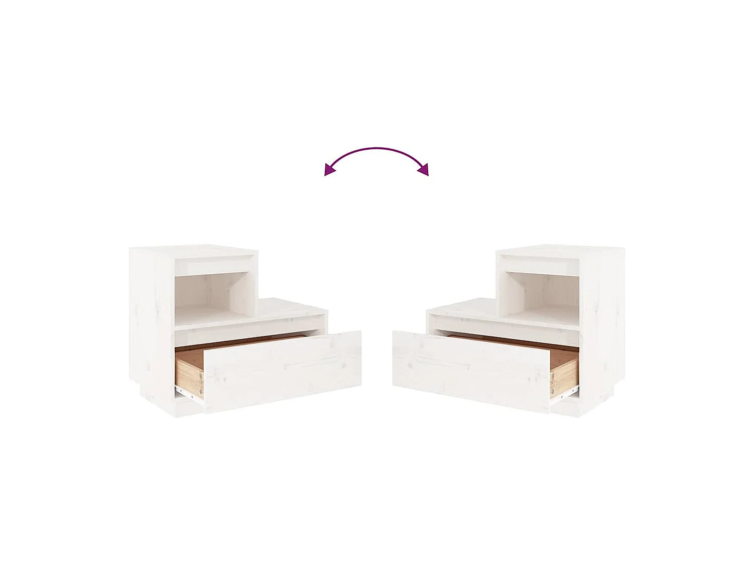 Comodino Bianco 60x34x51 cm Legno massello di pino