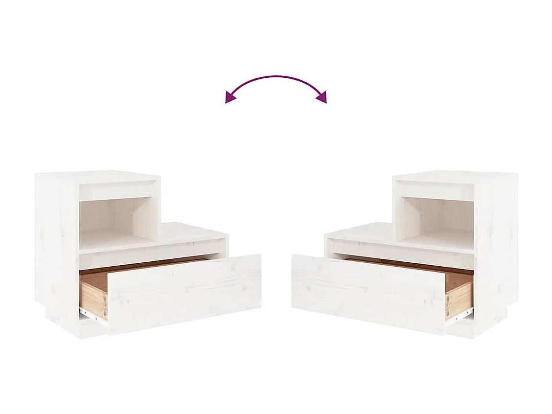 Nachttisch Weiß 60x34x51 cm Massivholz Kiefer