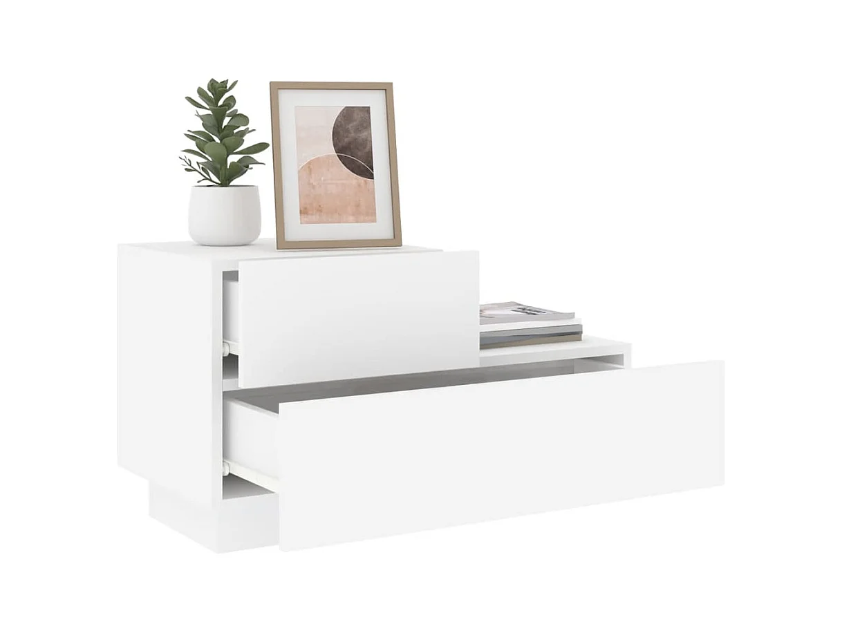 Table de chevet avec lumières LED blanc 70x36x40,5 cm