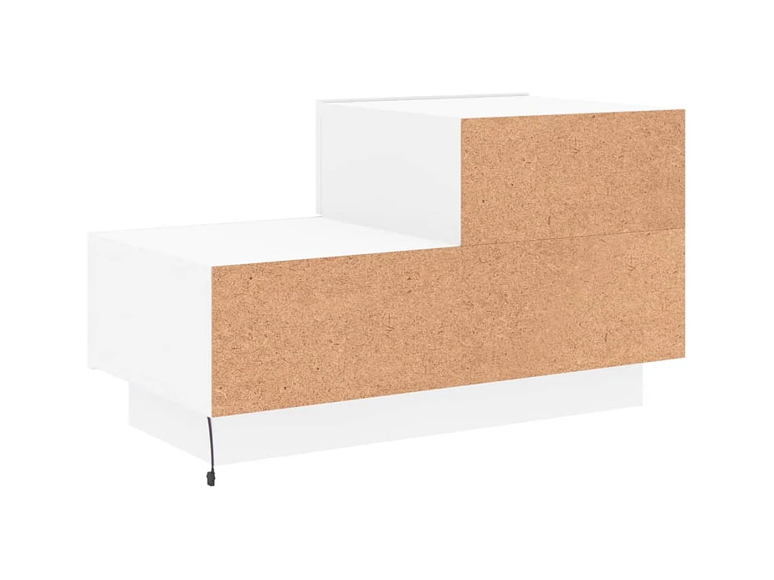 Table de chevet avec lumières LED blanc 70x36x40,5 cm
