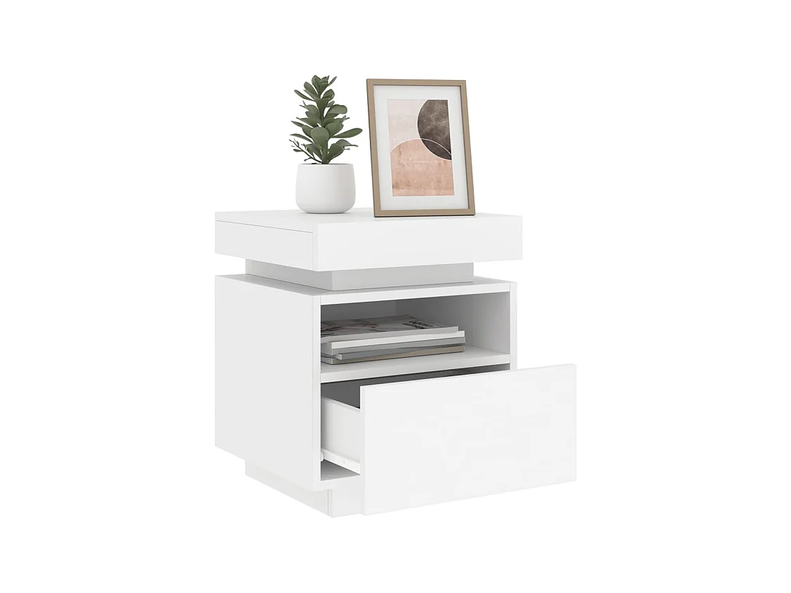 Nachtkastjes met LED-verlichting 2 stuks wit 40x39x48,5 cm