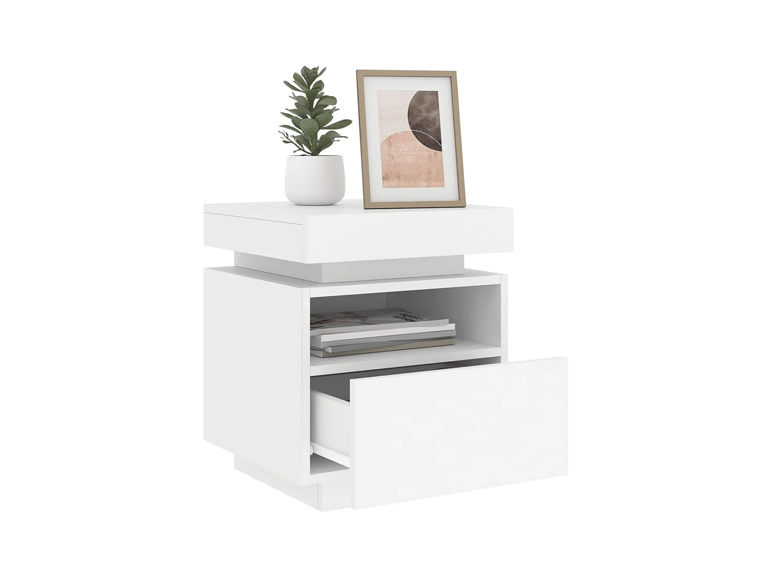 Nachtkastjes met LED-verlichting 2 stuks wit 40x39x48,5 cm