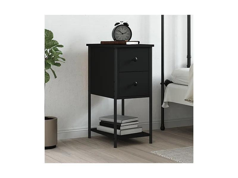 Comodino nero 32x42x70 cm in legno ingegnerizzato