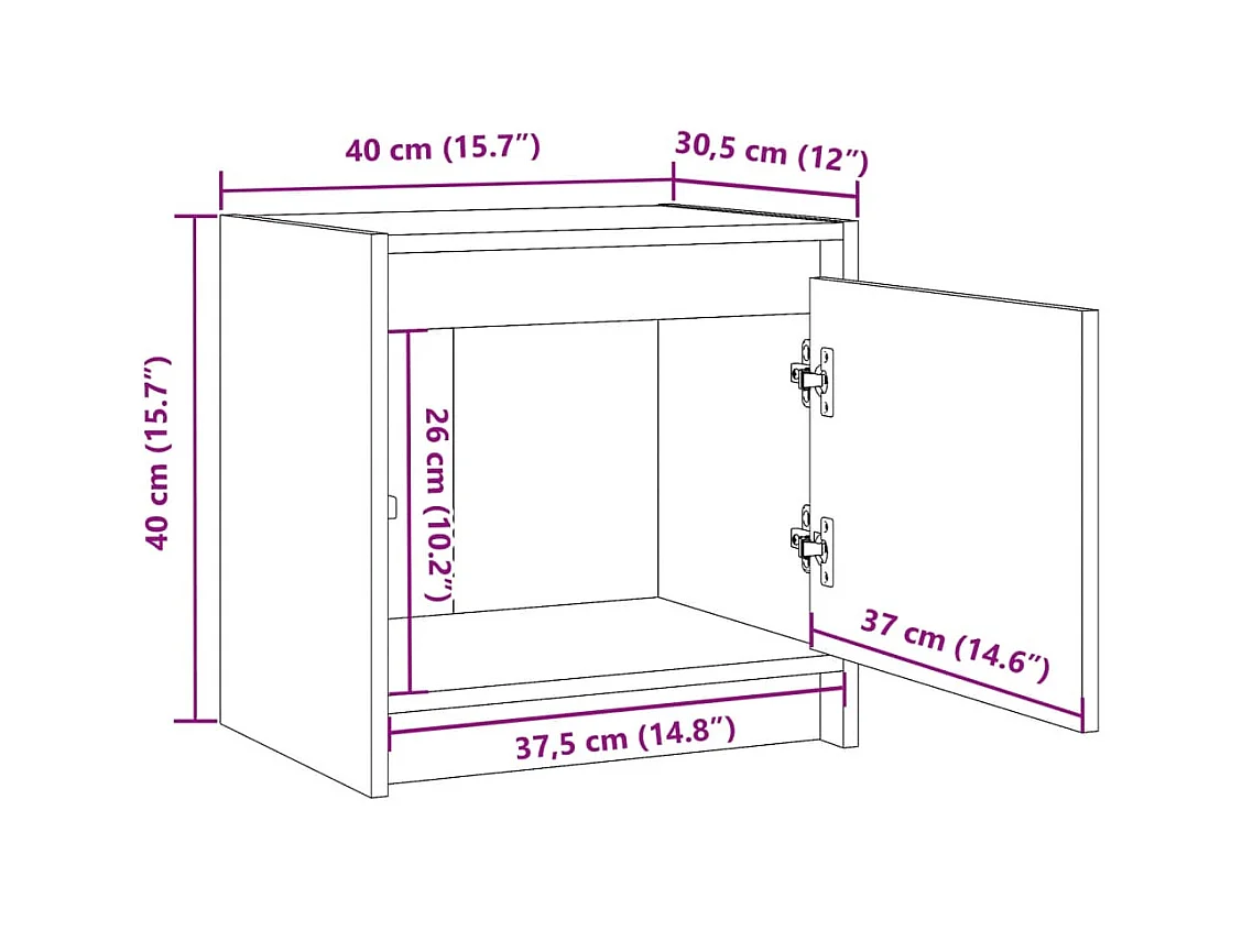 Nachtkastjes 2 stuks 40x30,5x40 cm massief grenenhout