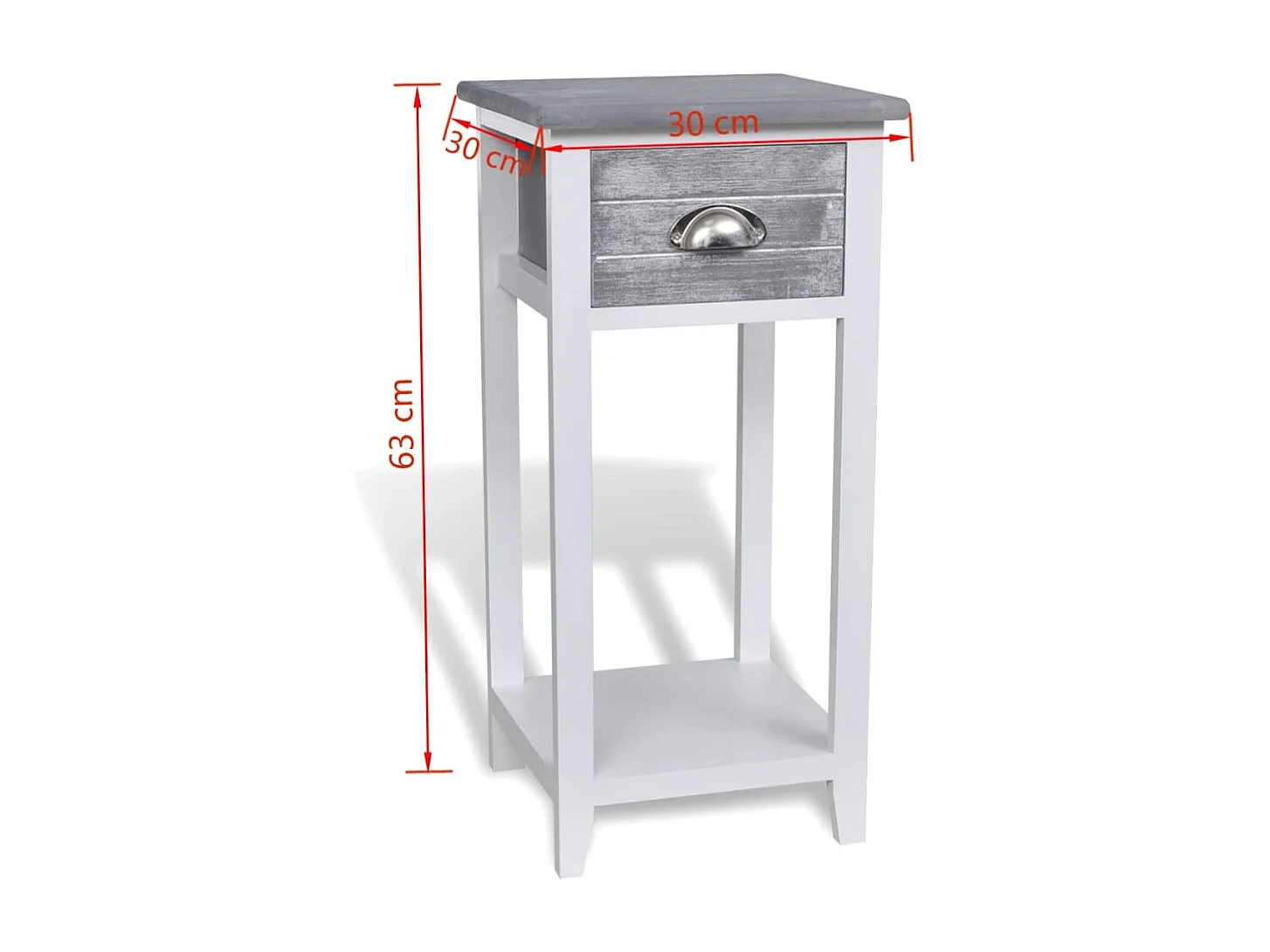 Nachttisch mit 1 Schublade Grau und Weiß