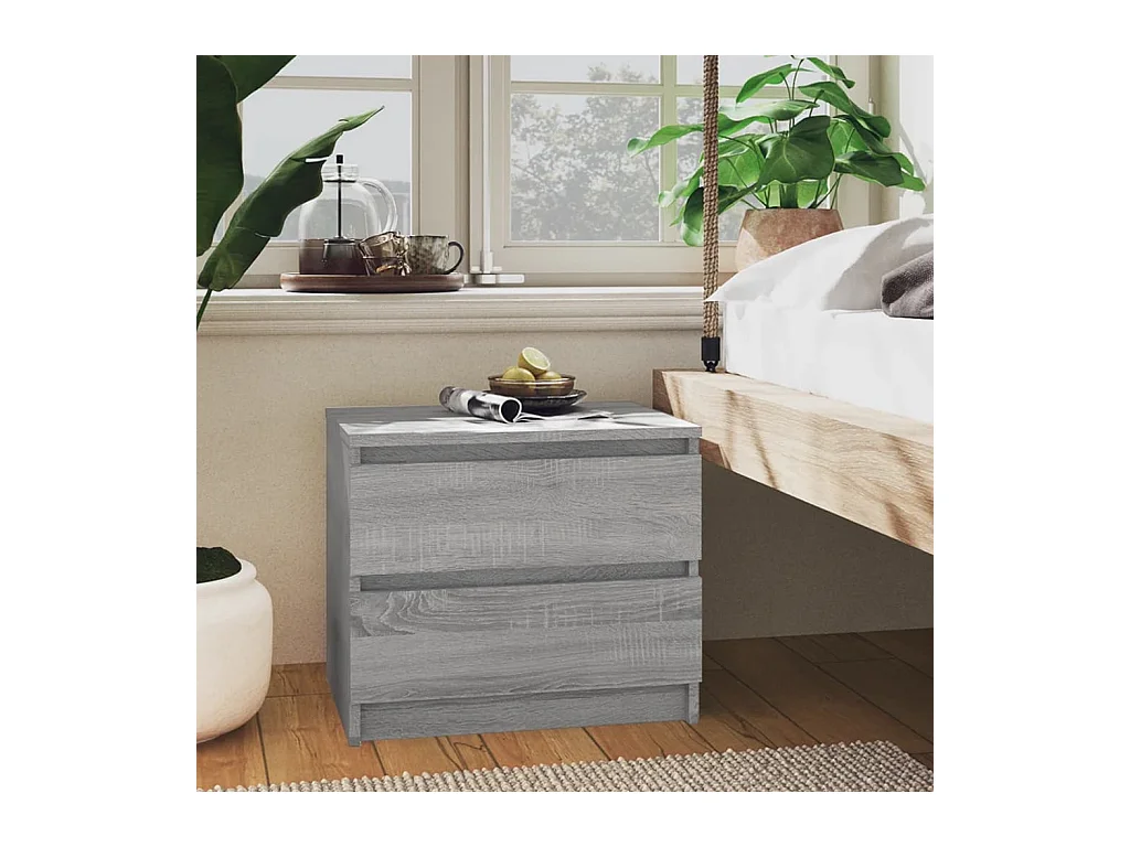Sonoma Grijs Nachtkastje 50x39x43,5 cm Bewerkt Hout
