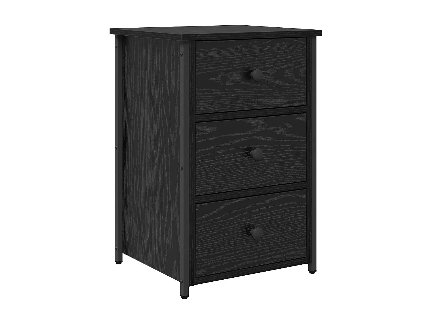 Table de chevet en chêne noir Chêne noir MDF, Métal Compact