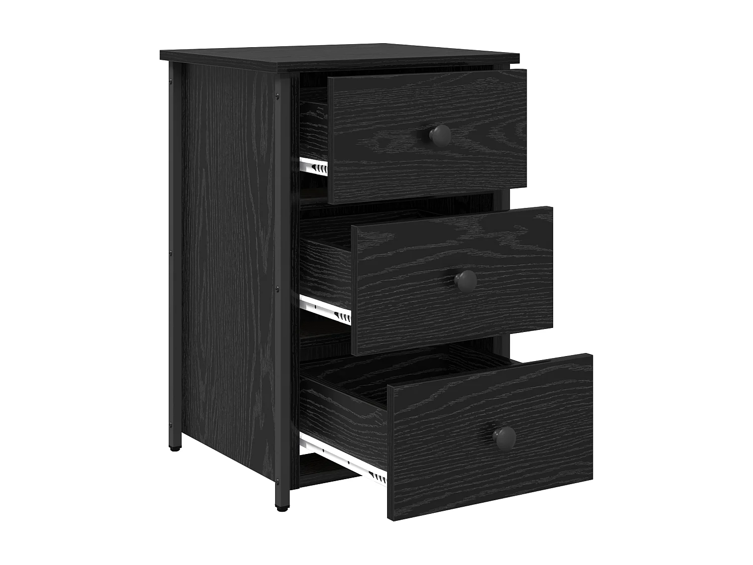 Table de chevet en chêne noir Chêne noir MDF, Métal Compact