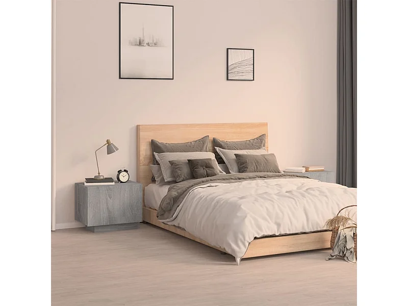 Comodino Sonoma Grey 100x35x40 cm in legno ingegnerizzato
