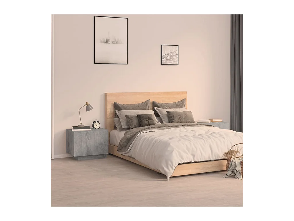 Sonoma Grey Nachtkastje 100x35x40 cm Bewerkt Hout