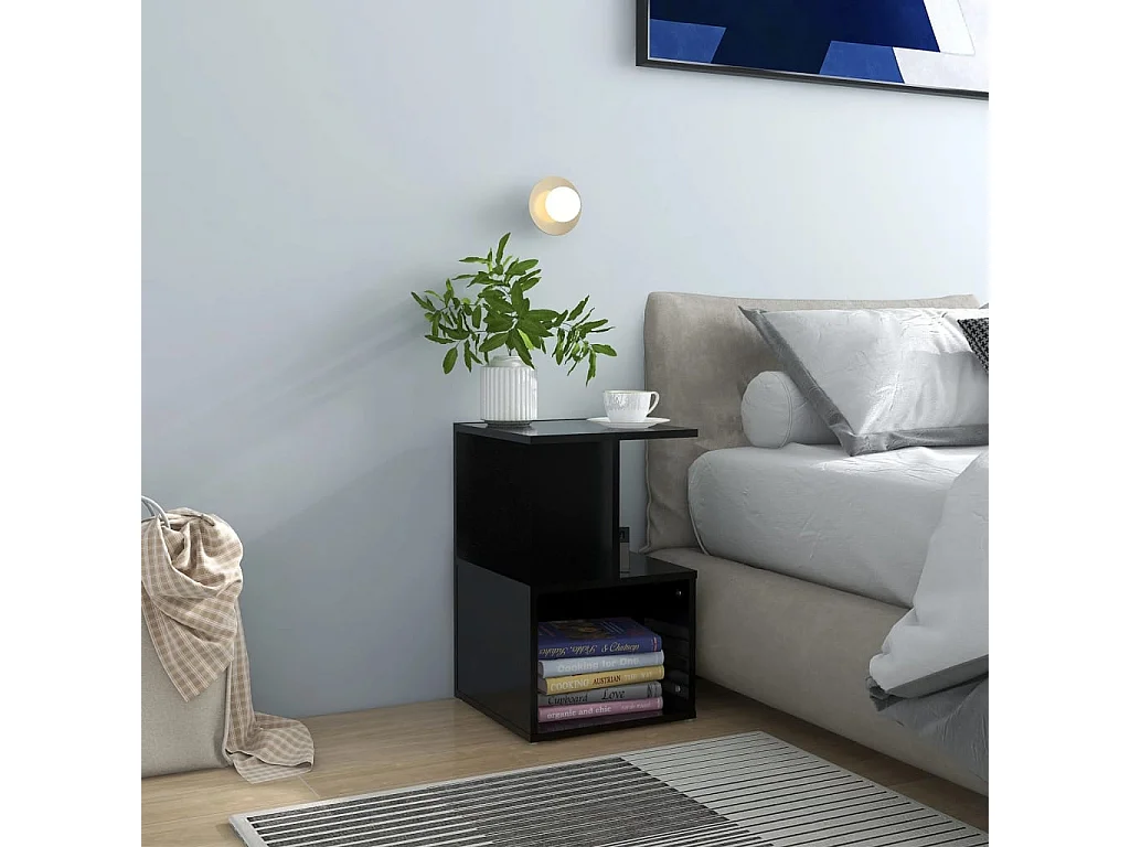 Mesitas de noche 2 piezas negras 35x35x55 cm madera de ingeniería