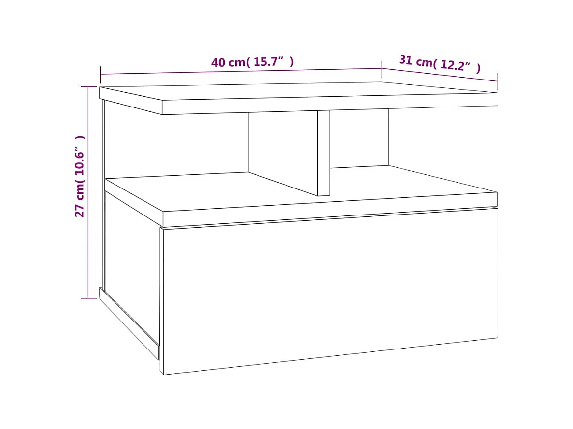 Comodini sospesi a 2 pezzi in rovere Sonoma, legno ingegnerizzato