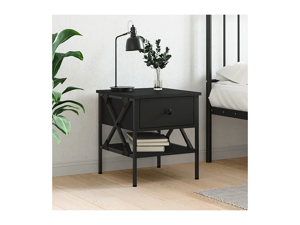 Table de chevet noir 40x42x45 cm bois d’ingénierie