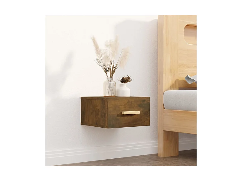 Comodino da parete in rovere affumicato 35x35x20 cm