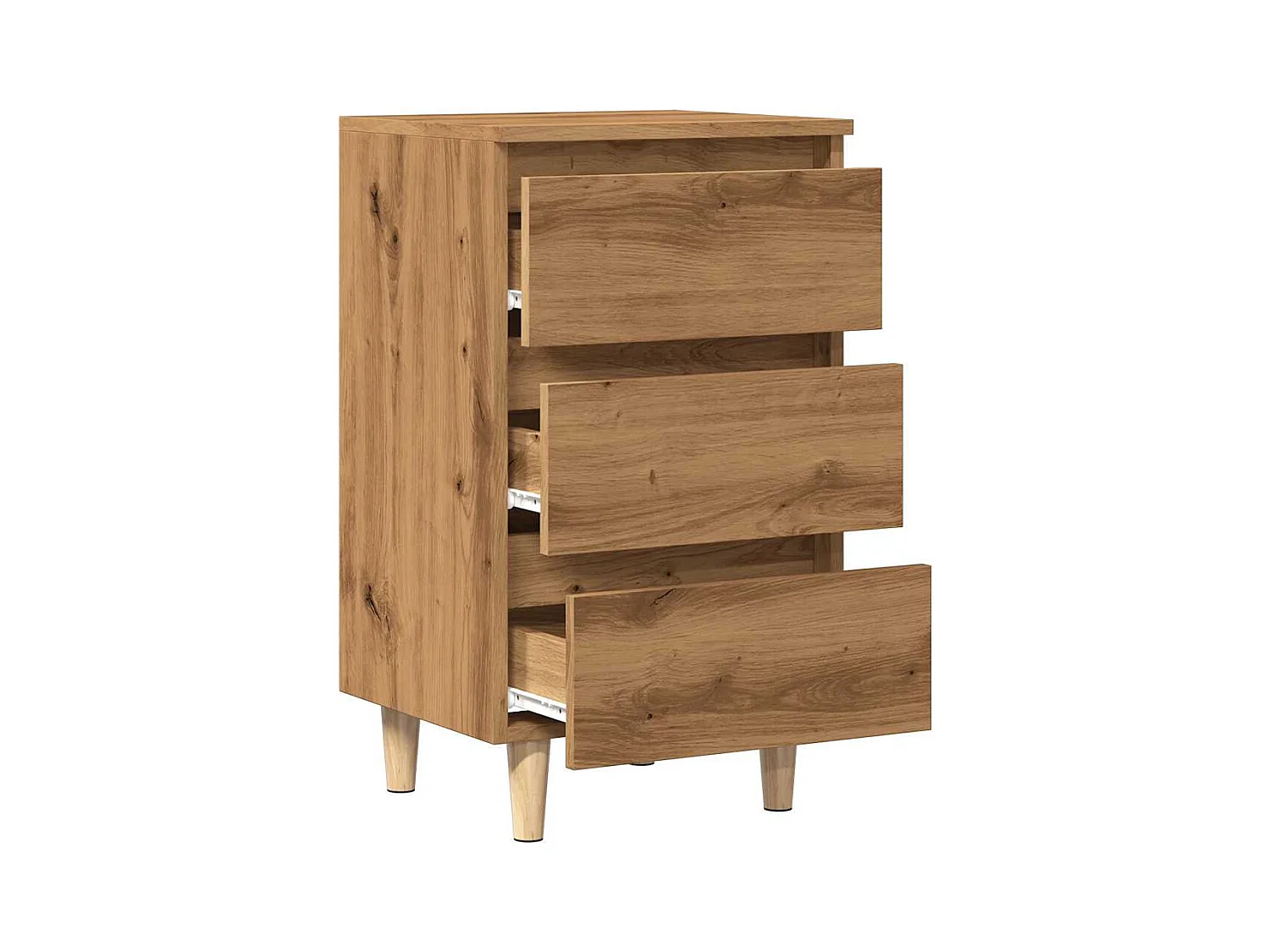 Table de chevet chêne artisanal 40x35x69 cm bois d’ingénierie