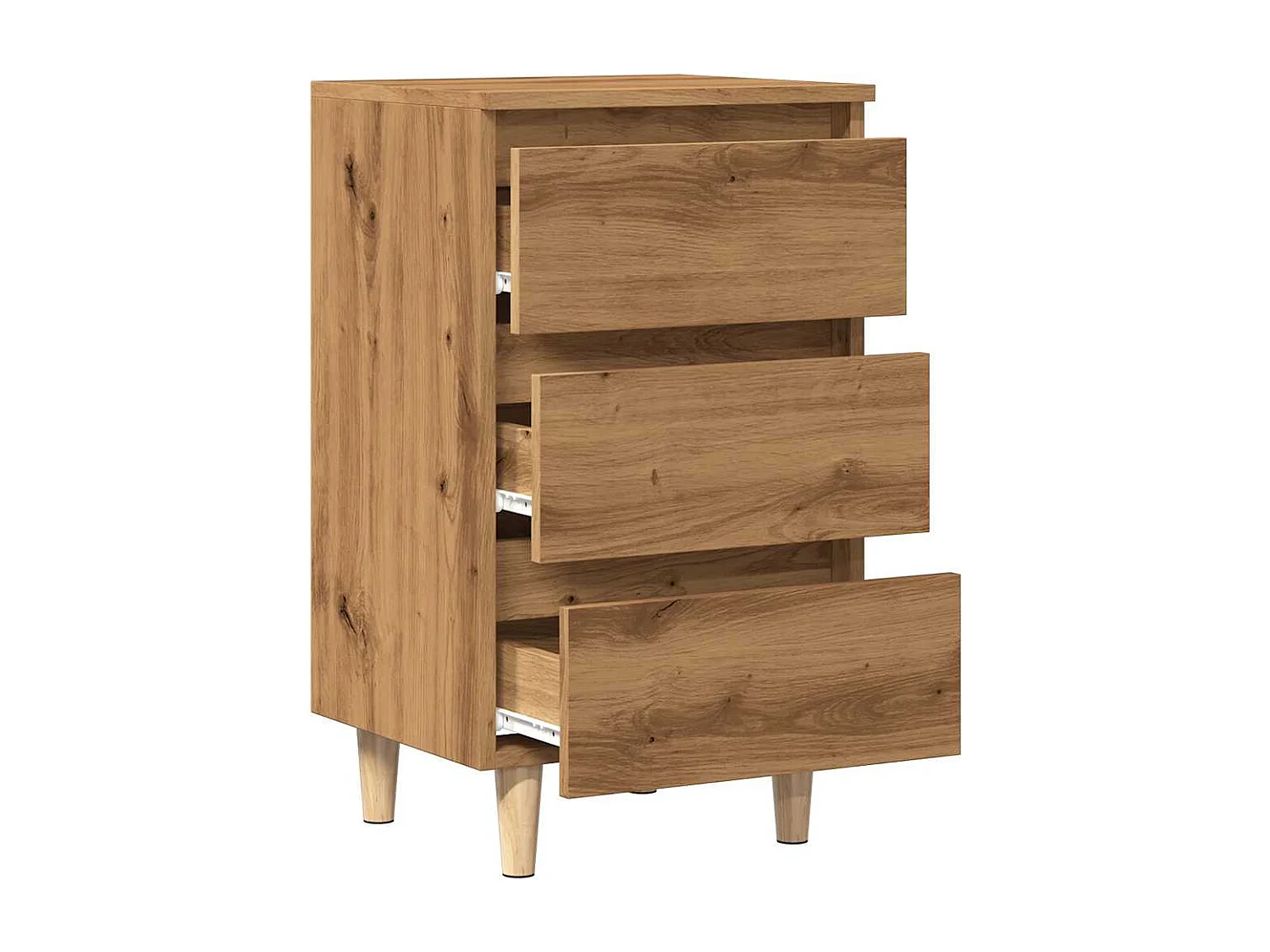 Table de chevet chêne artisanal 40x35x69 cm bois d’ingénierie